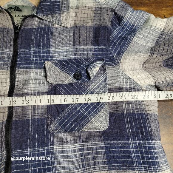 Vtg IC Mist Flannel Plaid Sherpa Shacket Jacket L Zip Front - Picture 6 of 11